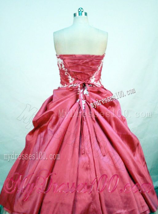 Ruched Sweet sixteen dresses Decorated with White Appliques